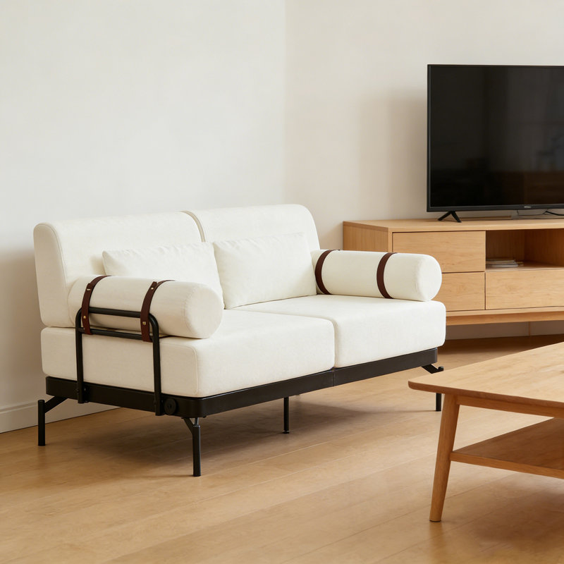 Causeuse avec ports USB flexibles et pieds en métal, Beige