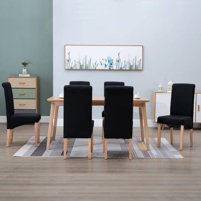 Chaise d'appoint rembourrée avec structure en bois, Noir, 2