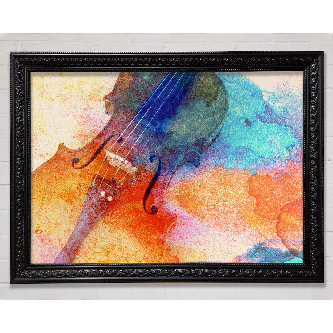 Gerahmtes Leinwandbild Water Colour Splash Violin