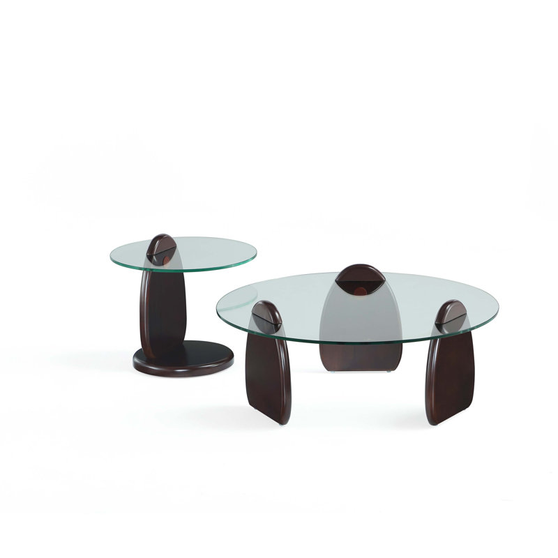 Jocell 2-Piece Modern Coffee Table and End Table Set in Dark Walnut