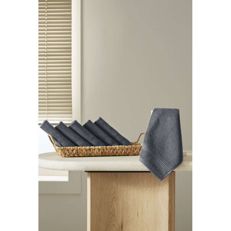 Ozdilek 6-Piece Washcloth Set 13x13 Towels 100% Turkish Cotton, Soft, Absorbent, Gentle on Sensitive Skin, Multi-Purpose Use, Washable, Reusable, Ideal for Baby Care & Spa 6 Towels (Anthracite Gray)