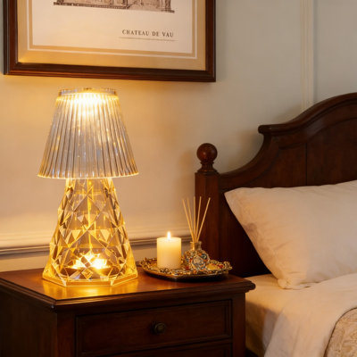 Lampe de douche rechargeable et imperméable avec changement de couleur RVB et contrôle tactile à intensité variable, table de nuit en cristal sans fil pour la salle de bain, la chambre à coucher et le décor extérieur