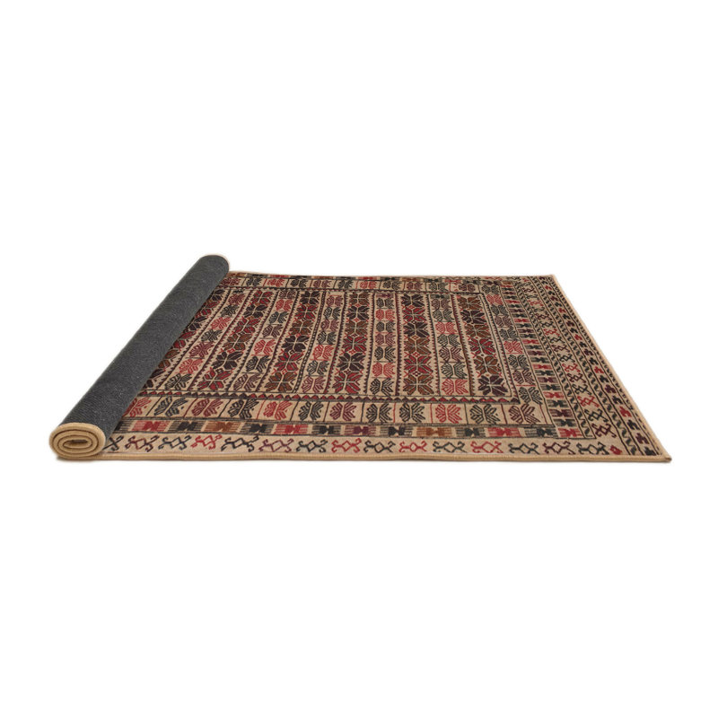 Tapis traditionnel rouge / beige, Rond 5 pi