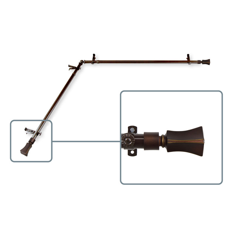 Tringle à rideaux simple à fenêtre de coin Catlin, 28 po à 48 po, Cacao