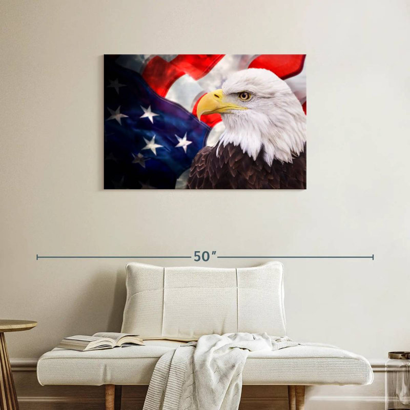 Drapeau des États-Unis et aigle américain, H 24 po x l 36 po