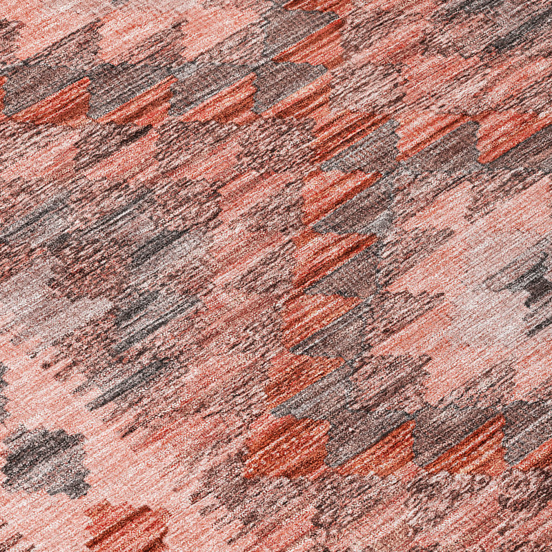 Terracotta Geometric Flat Woven Washable Synthetic Rug 8' x 10'