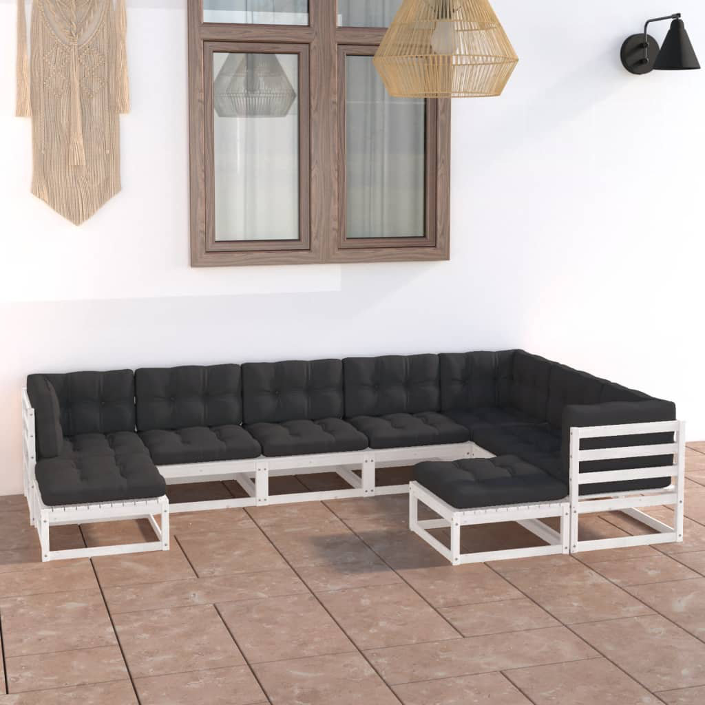 7-Sitzer Lounge-Set Gottwalt aus Massivholz mit Polster