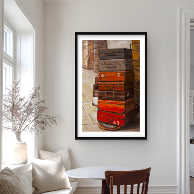 Old Traveling Suitcases - Framed Matted Print for Home Decor