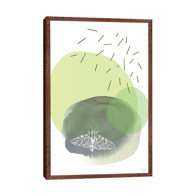 The Lonely Moth - Print on Canvas, 101.6cm H x 66.04cm W x 3.81cm D, Classic Brown Wood Floater Framed