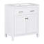 Armoire de salle de bain blanche de 60 po avec charnières à fermeture douce et grand lavabo double avec finition élégante