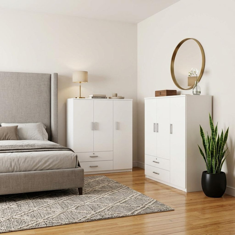 Ensemble de chambre à coucher deux pièces blanche et naturelle