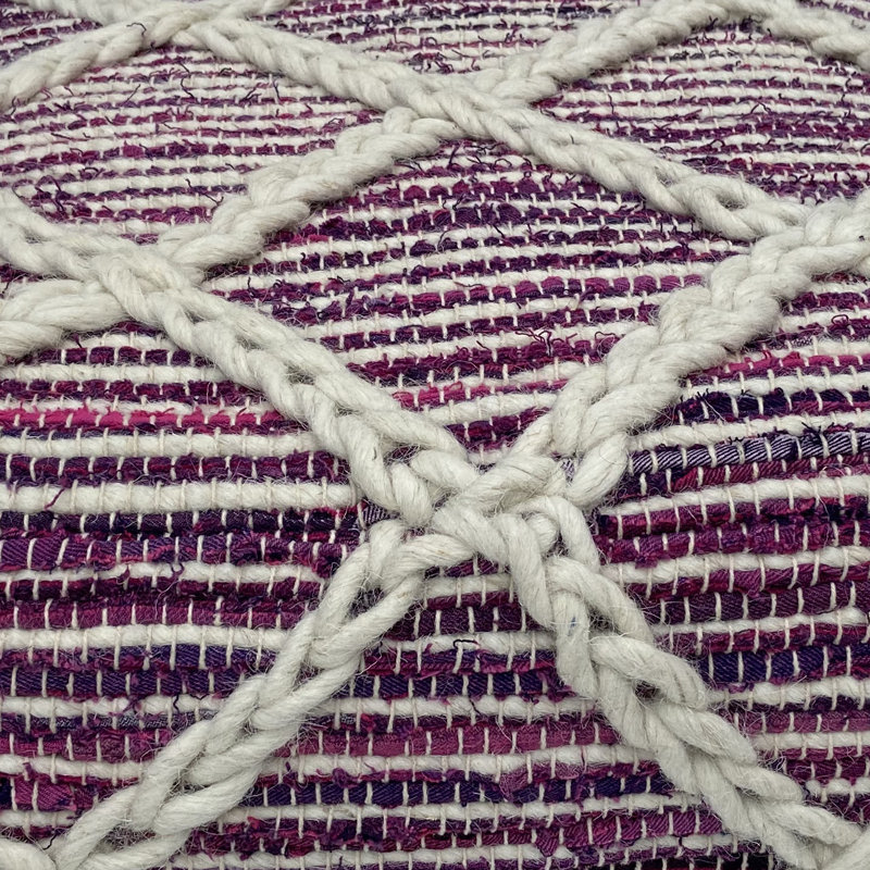 Cowan 20" Contemporary Square Pouf in Magenta and Natural