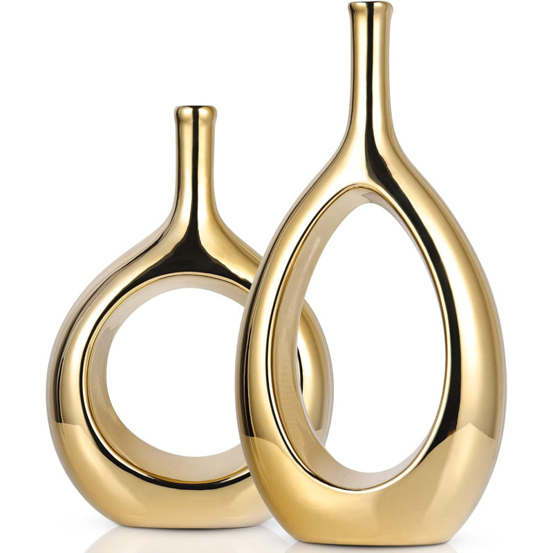 Vase en céramique or brillant , Gold