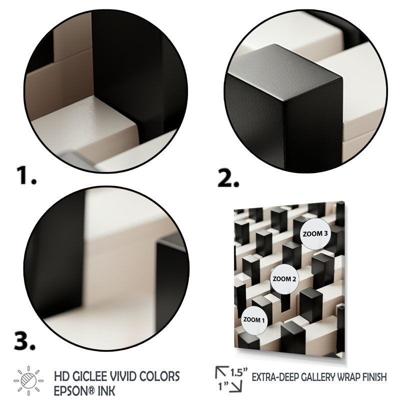 Panneaux de puissance abstraits en noir et blanc III - Art mural, Cadre flottant doré, H 32 po x l 24 po