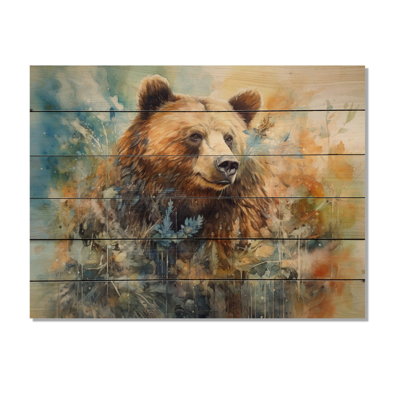 Braniya Majestic Grizzly II sur bois, H 30 po x l 40 po x P 0,78 po