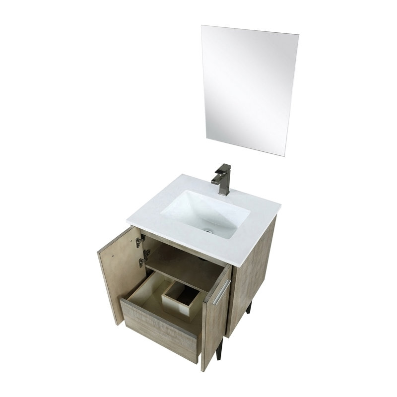 Meuble-lavabo de salle de bain 24 po X P 20 po P, comptoir en marbre de culture, ensemble de robinet et robinet de 18 po Miroir