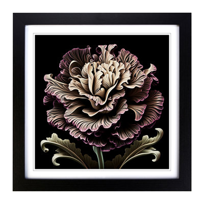 Carnation Flower Ornamental Art - Single Picture Frame Print on Wood