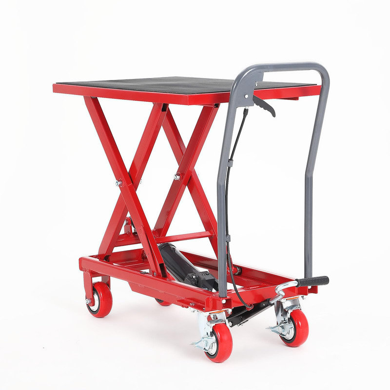 Chariot de table à levage hydraulique 1100 lbs - hauteur maximale 35,4 po, rouge