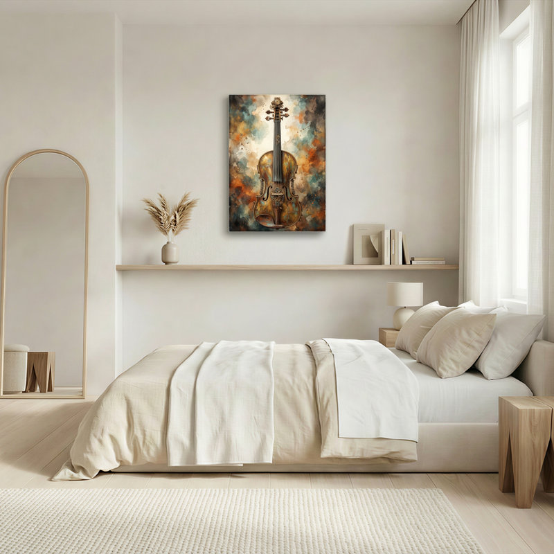 Ensemble de 1 tableau sur toile représentant un violon steampunk, 30"H x 20"W, Wrapped Canvas