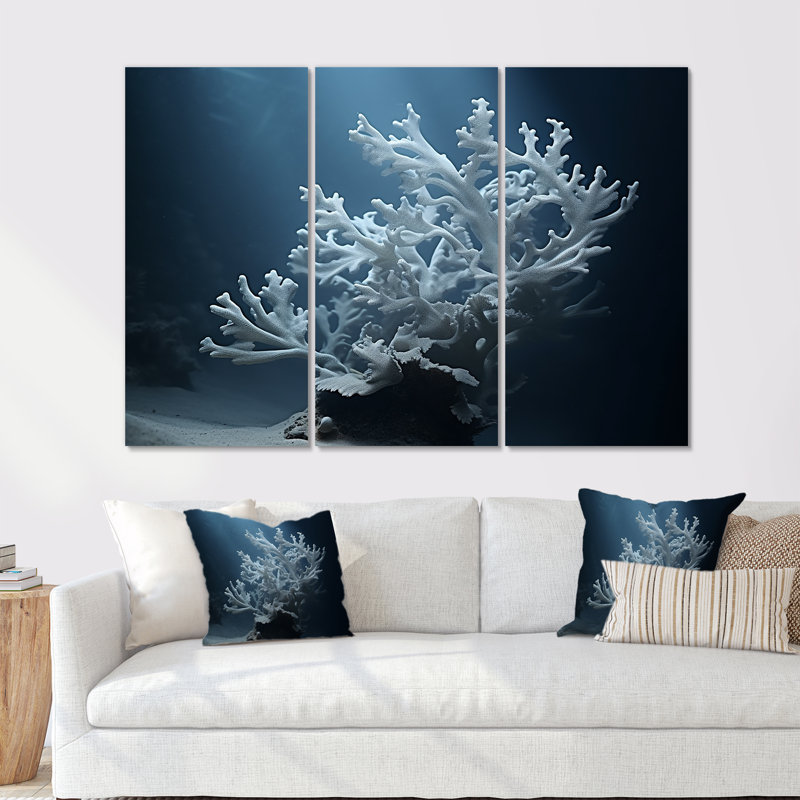 Ensemble de décorations murales noir et bleu Anemone Reef - Coastal Coral Under Water, H 28 po x l 36 po x P 1 po