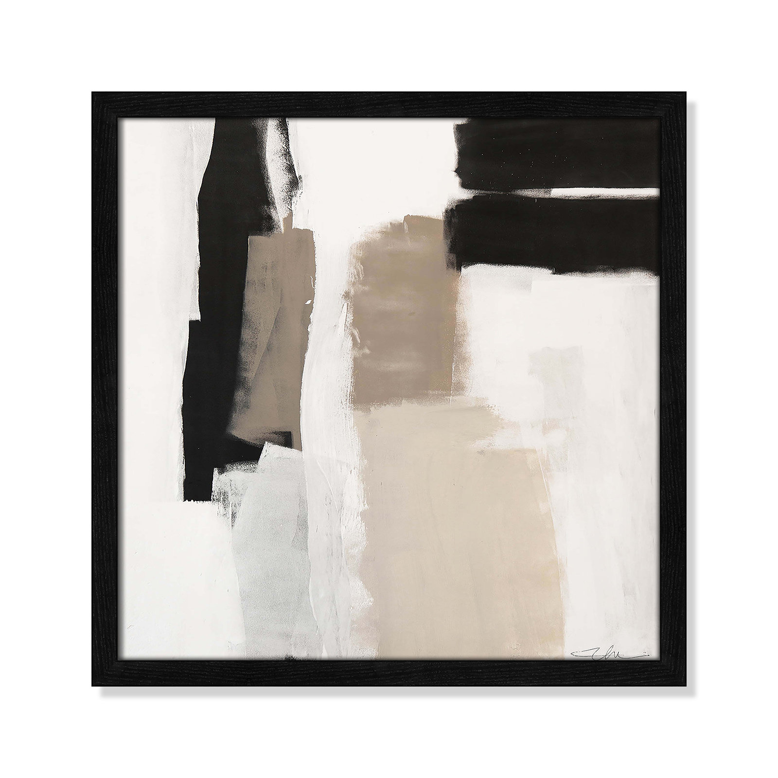 Earth Scapes II-A Print by Casa Fine Arts, 17" H x 17" W x 0.75" D, Black Slim Framed