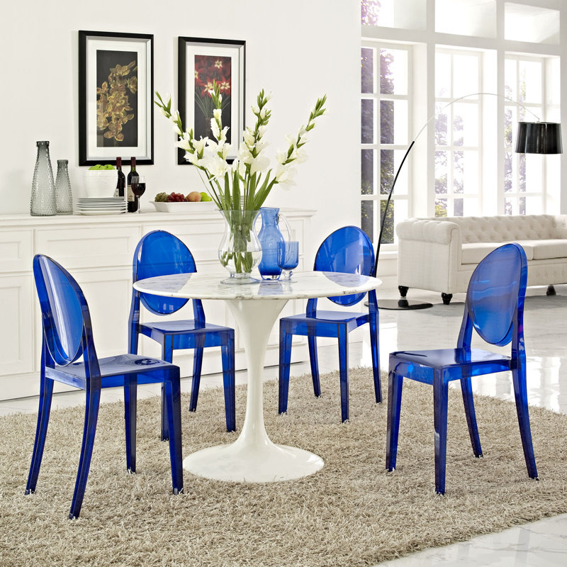 Quatre fauteuils de salle à manger Casper, Bleu, 4