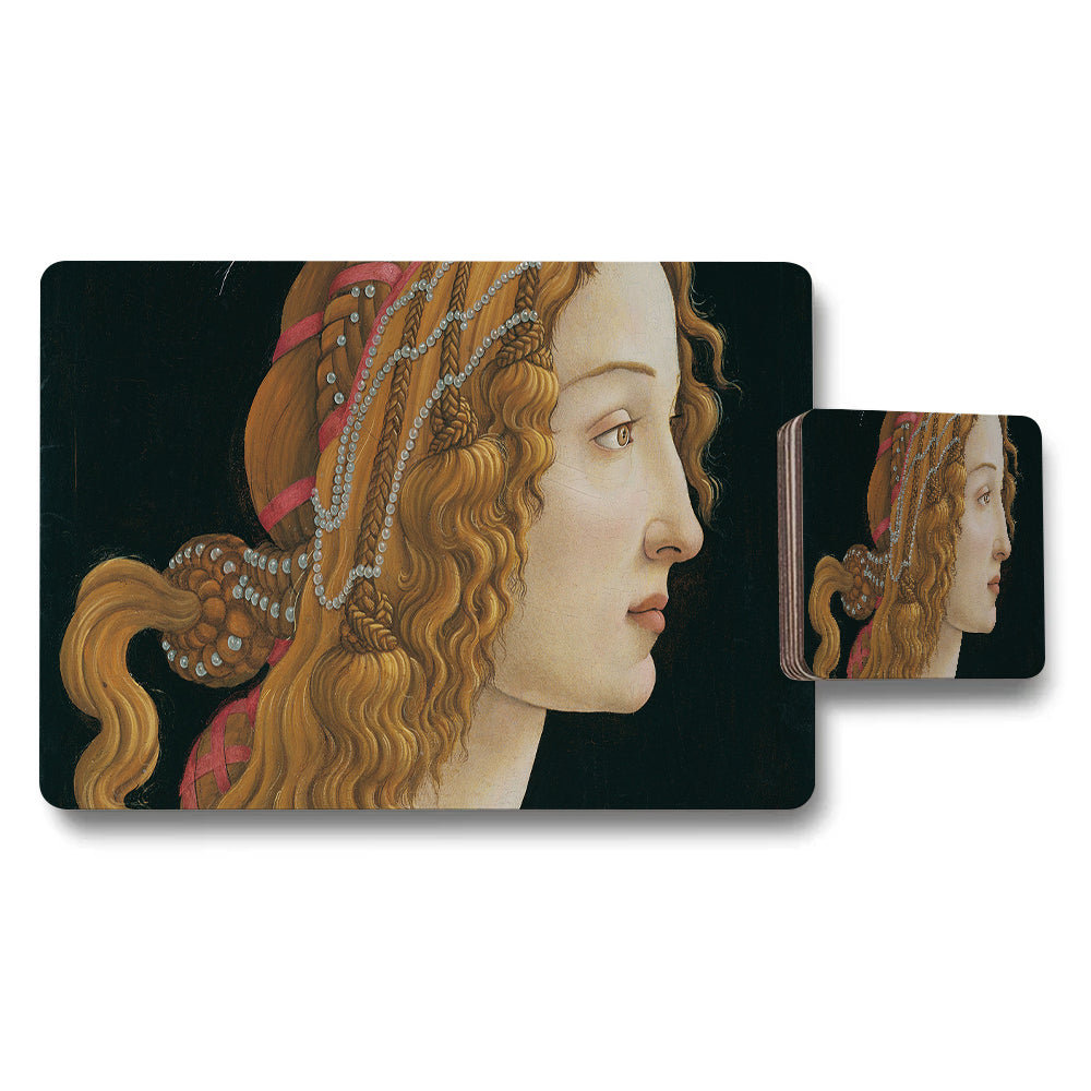 Renaissance Style Portrait Placemat And Coaster Set