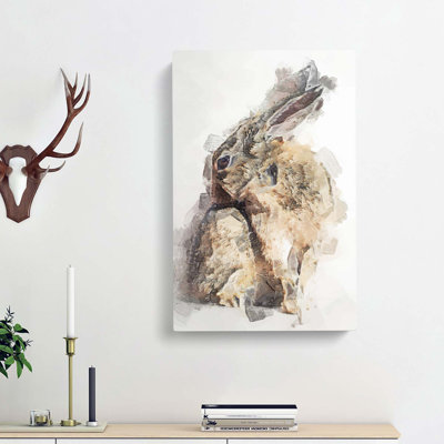 Brown Rabbit In Abstract - Wrapped Canvas