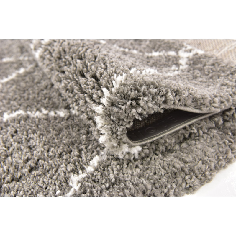 Tapis gris à motif géométrique arrière, Tapis de couloir 2 pi 7 po x 6 pi 1 po