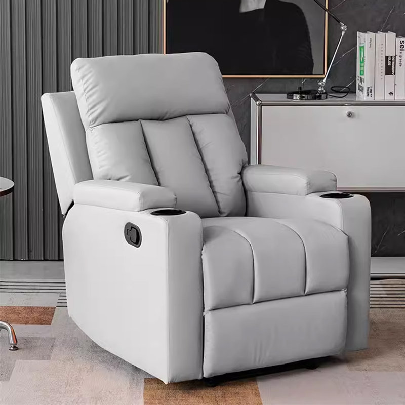 Naeshawn Recliner, Beige/Gray Polyester Fibre