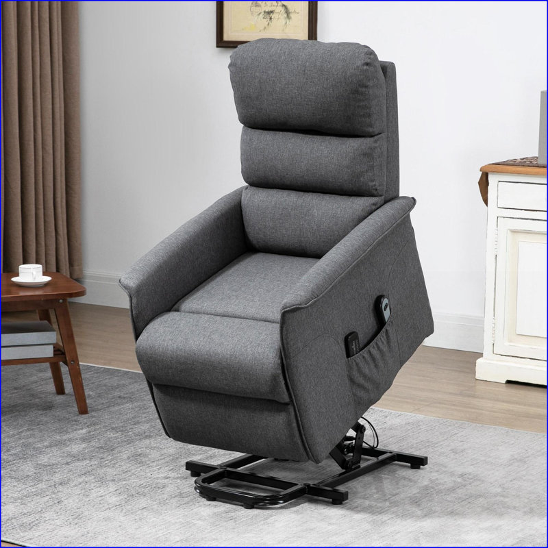 Fauteuils inclinables, fauteuil lève-personne avec massage par vibration, tissu d'ameublement | Télécommande, poches latérales | Gris ardoise | Tissu