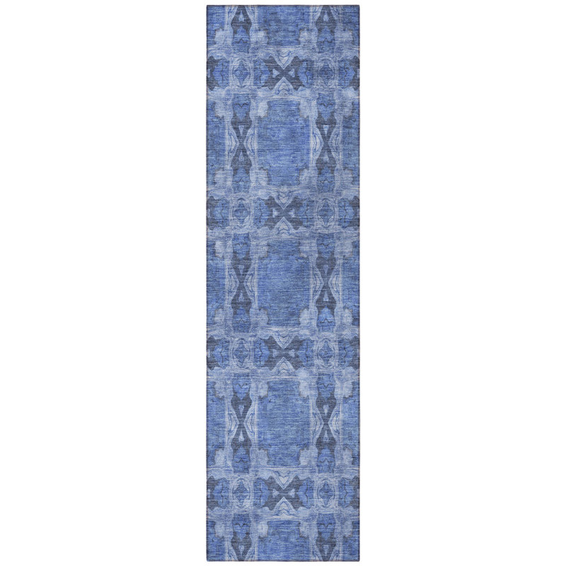 Tapis de couloir intérieur et extérieur bleu 8 po Denim