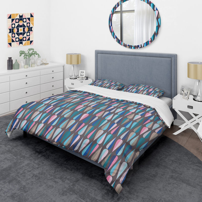 Retro Art Deco - Mid century bedding set - Modern Mid-century Bed cover set, King Duvet Cover + 2 Shams
