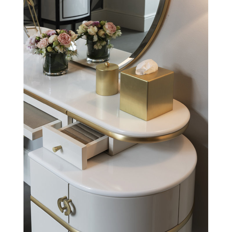 Zelda Vanity Set and Mirror, Brushed Brass