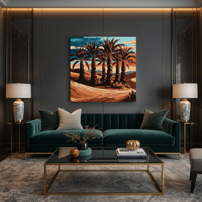 «Southwestern Plants Desert Palm 163», art mural sur toile brune