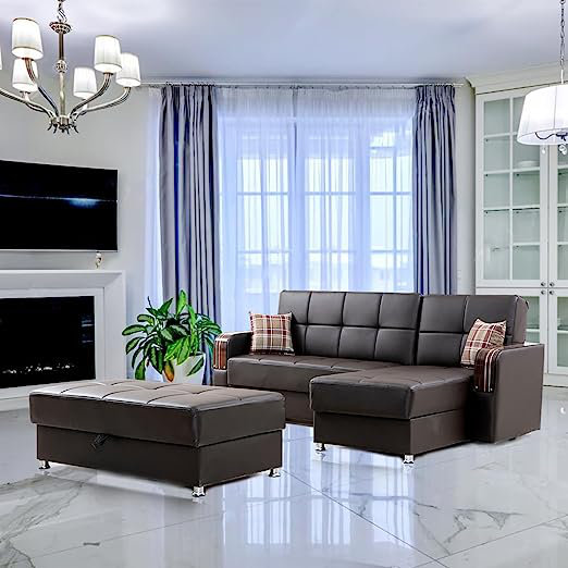 Canapé modulaire réversible Chelita , Brun