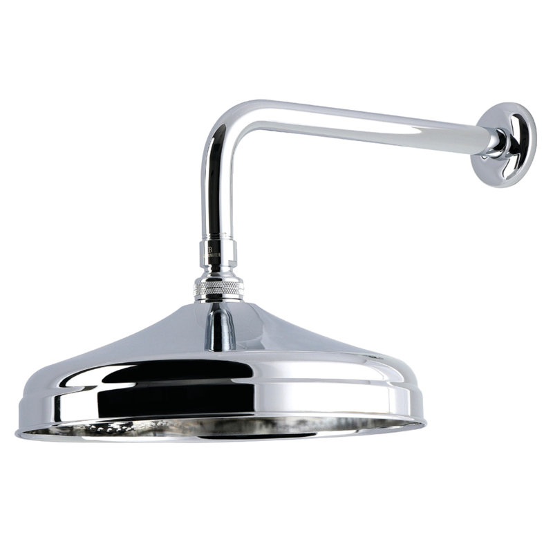 Kingston Brass Trimscape 10-Inch Round Raindrop Brass Shower Head with 12-Inch Shower Arm, Polished Chrome
