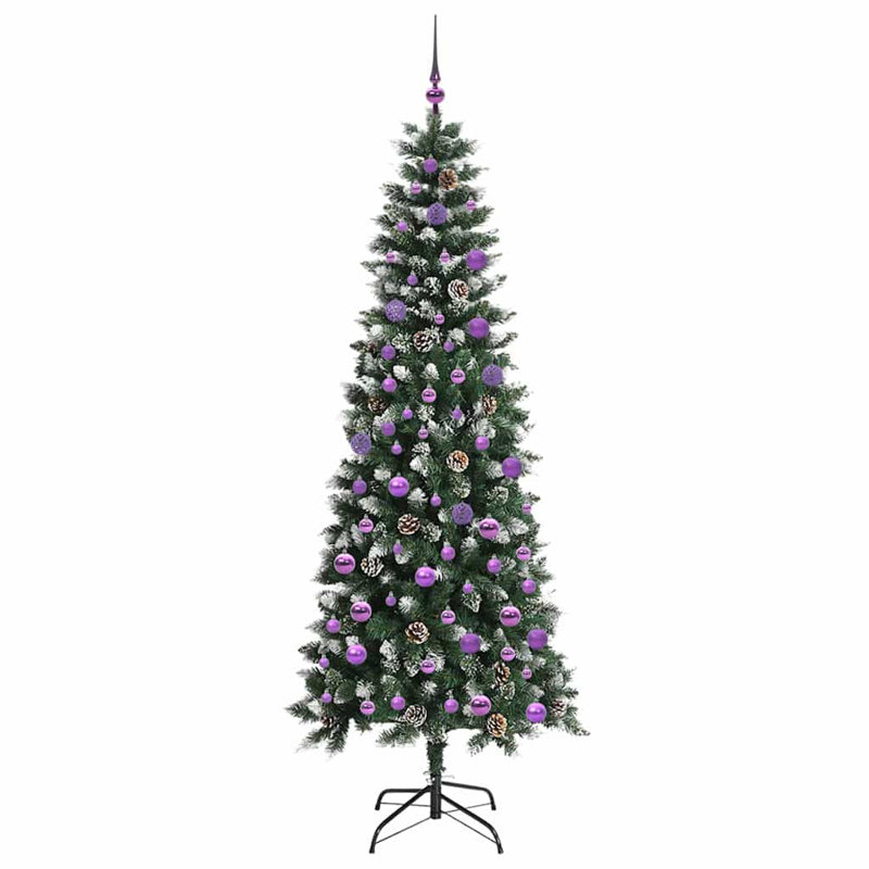 Artificial Christmas Tree with 300 LEDs Green, 6.89' H, Purple