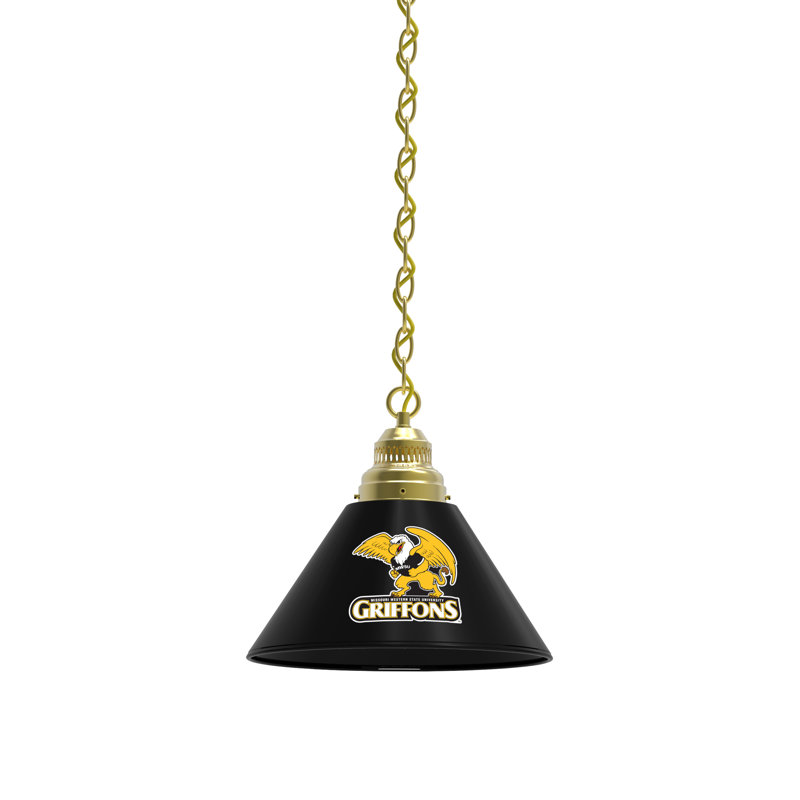1 - Light Single Pendant, Brass, Northwestern Wildcats