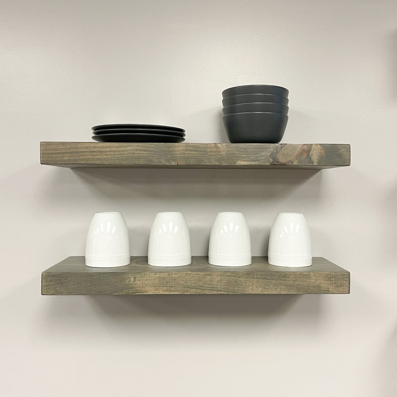 Haby Rustic Floating Shelves, Aged Barrel, 1.75" H x 48" W x 8" D