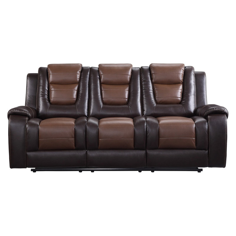 Briscoe Reclining Sofa With Drop Down Table, Brown