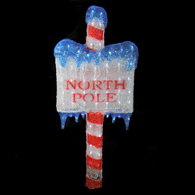 33" LED Lighted Commercial Grade Acrylic "North Pole" Christmas Sign Display Decoration