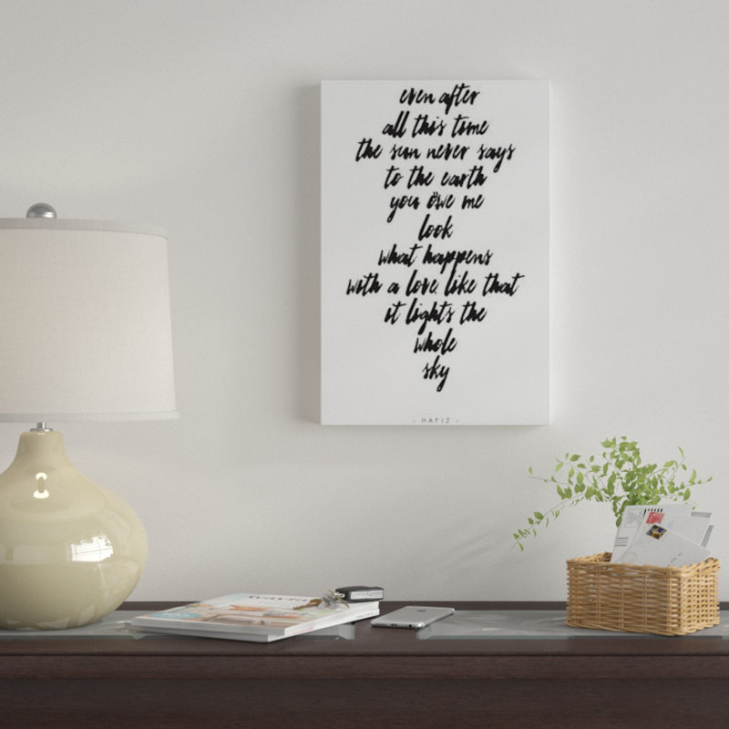 « hafiz », art textuel sur toile, H 18 po x l 12 po x P 1,5 po