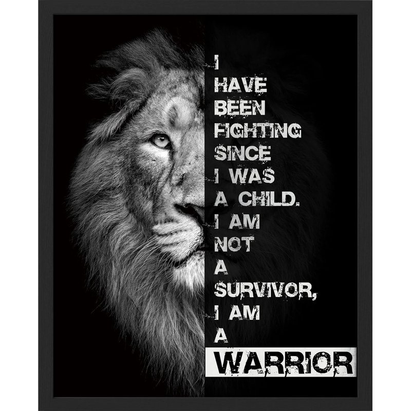 «I Am Warrior» sur papier, Noir, H 16 po x l 12 po