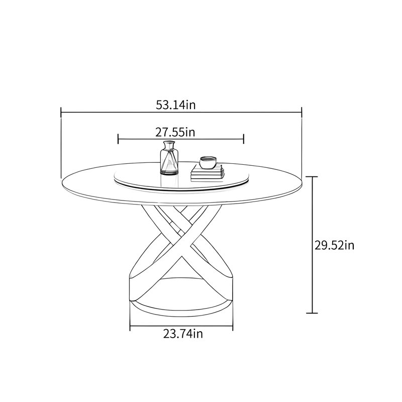 Simple White Round Sintered Stone Dining Table