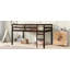 Lit mezzanine en bois massif avec échelle, plateforme de lattes renforcées-129651707-129651708