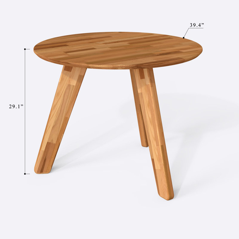 Monroe Round Kitchen Table, Solid Beech Wood Modern Dining Table for Kitchen and Dining Room, 29.13" H x 39.4" L x 39.4" W