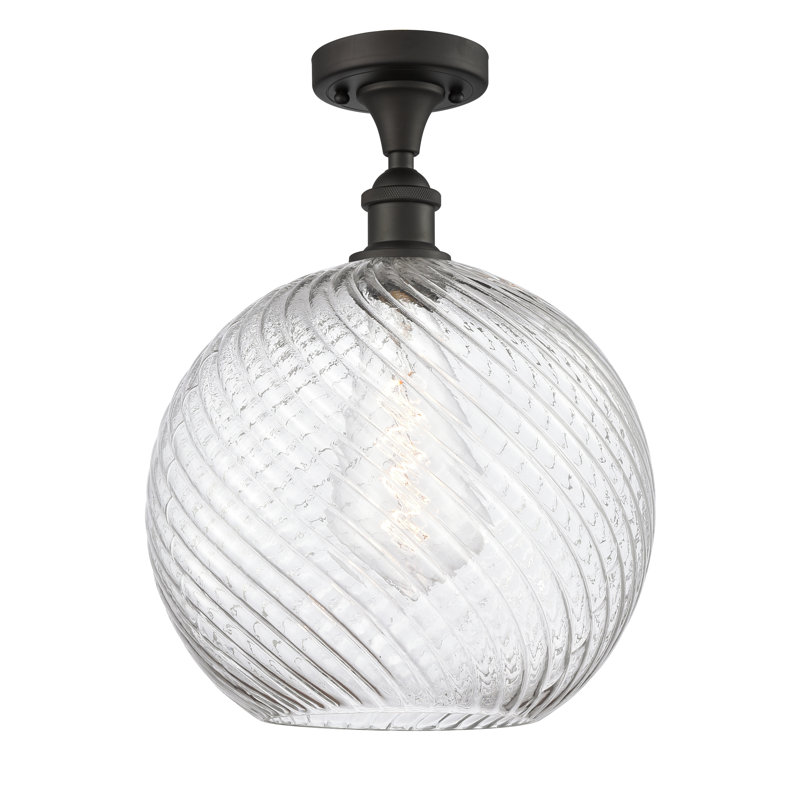 Plafonnier semi-encastré 1 lumière Campion 12 ", Bronze huilé, Ampoule DEL rétro de 3,5 watts