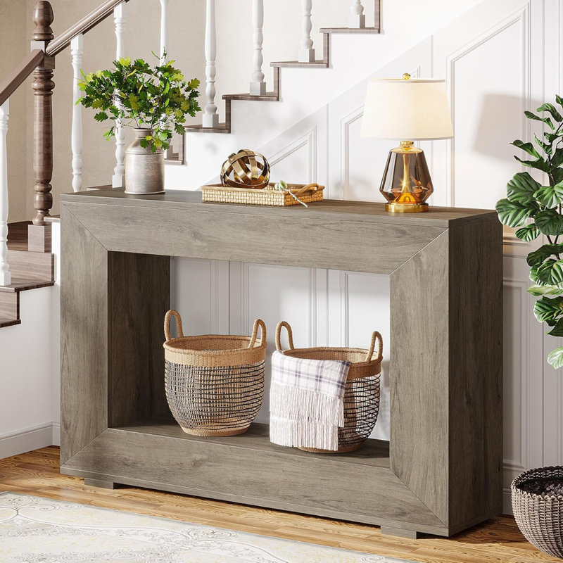 Console de style campagnard, console d'entrée de 47 pouces avec rangement, table d'appoint de couloir, Brun