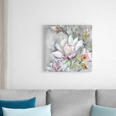 Magnolia On Light Grey by Tre Sorelle Studios - Wrapped Canvas Print